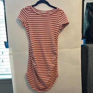 Striped Rust and White Casual Dress